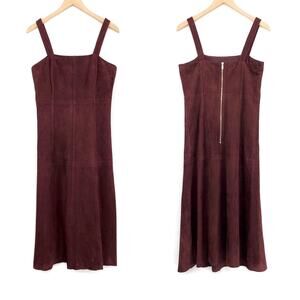 INTERMIX Connie Sleeveless Suede Dress Dark Red 6